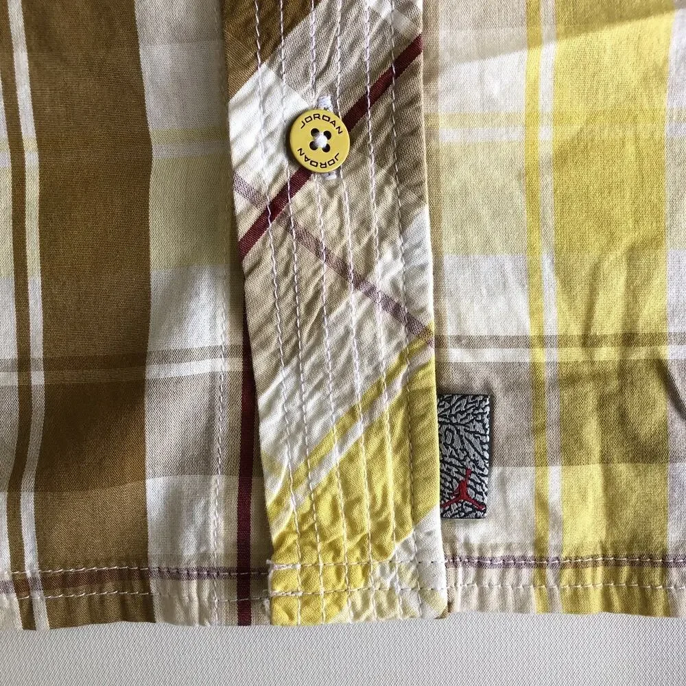JORDAN Men’s Multicolor SS Plaid S/S Button Slit Shirt Sz L